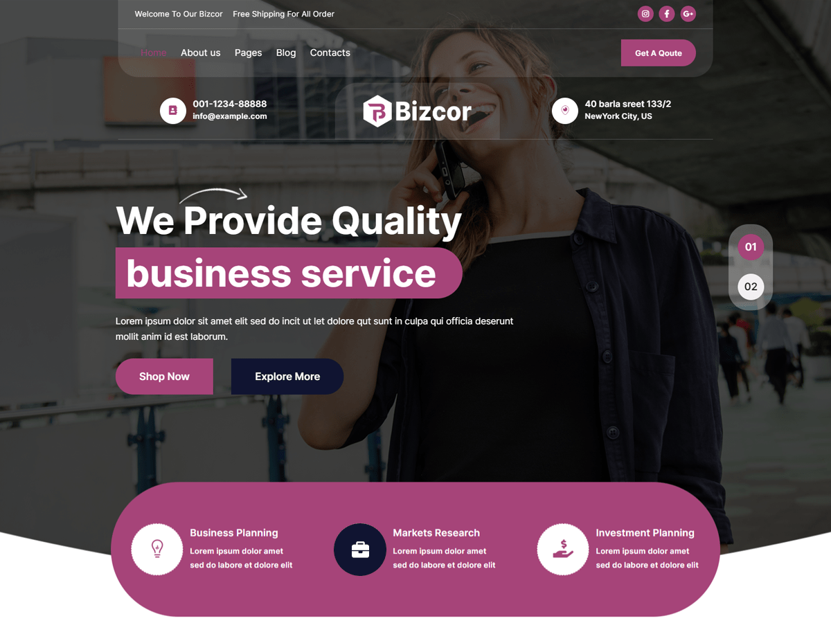 Bizcor theme screenshot
