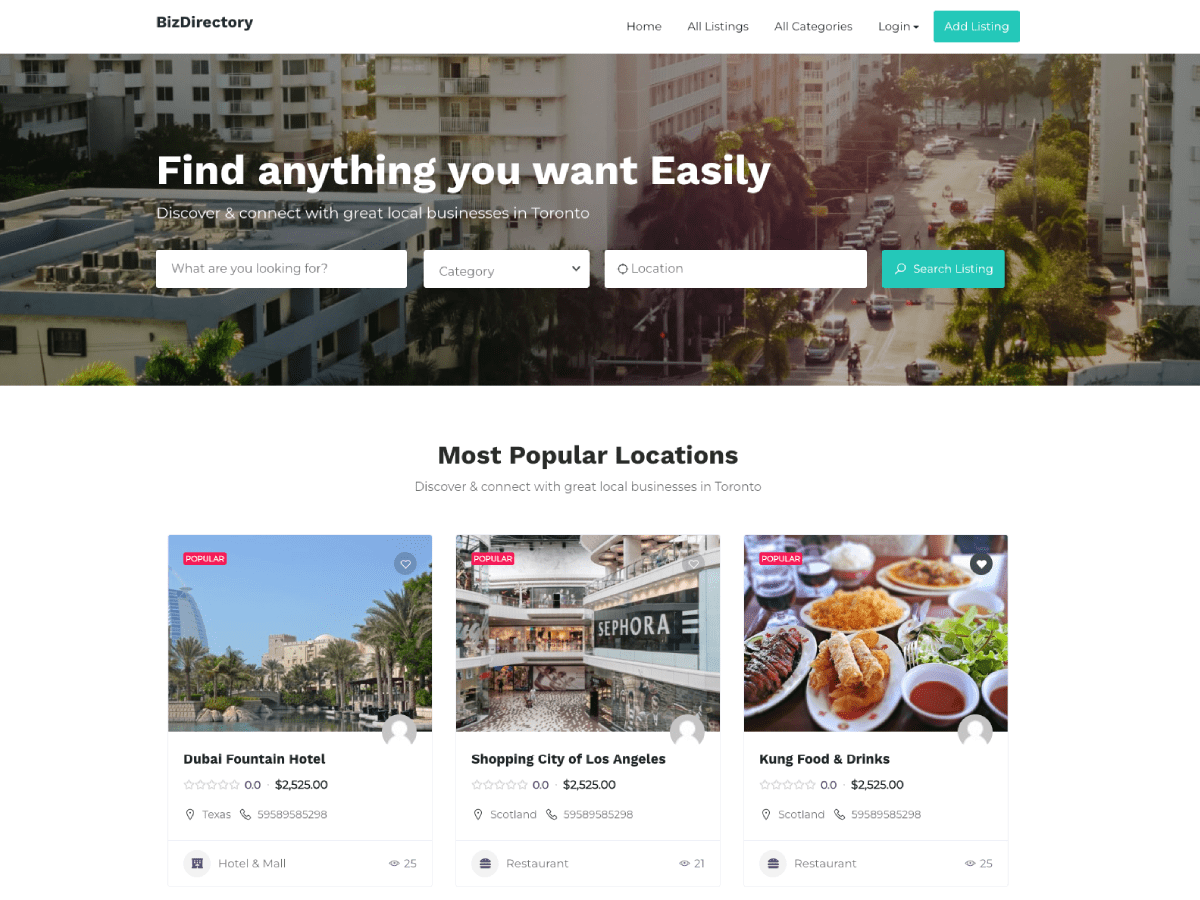 BizDirectory theme screenshot