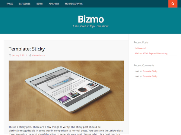 Bizmo theme screenshot
