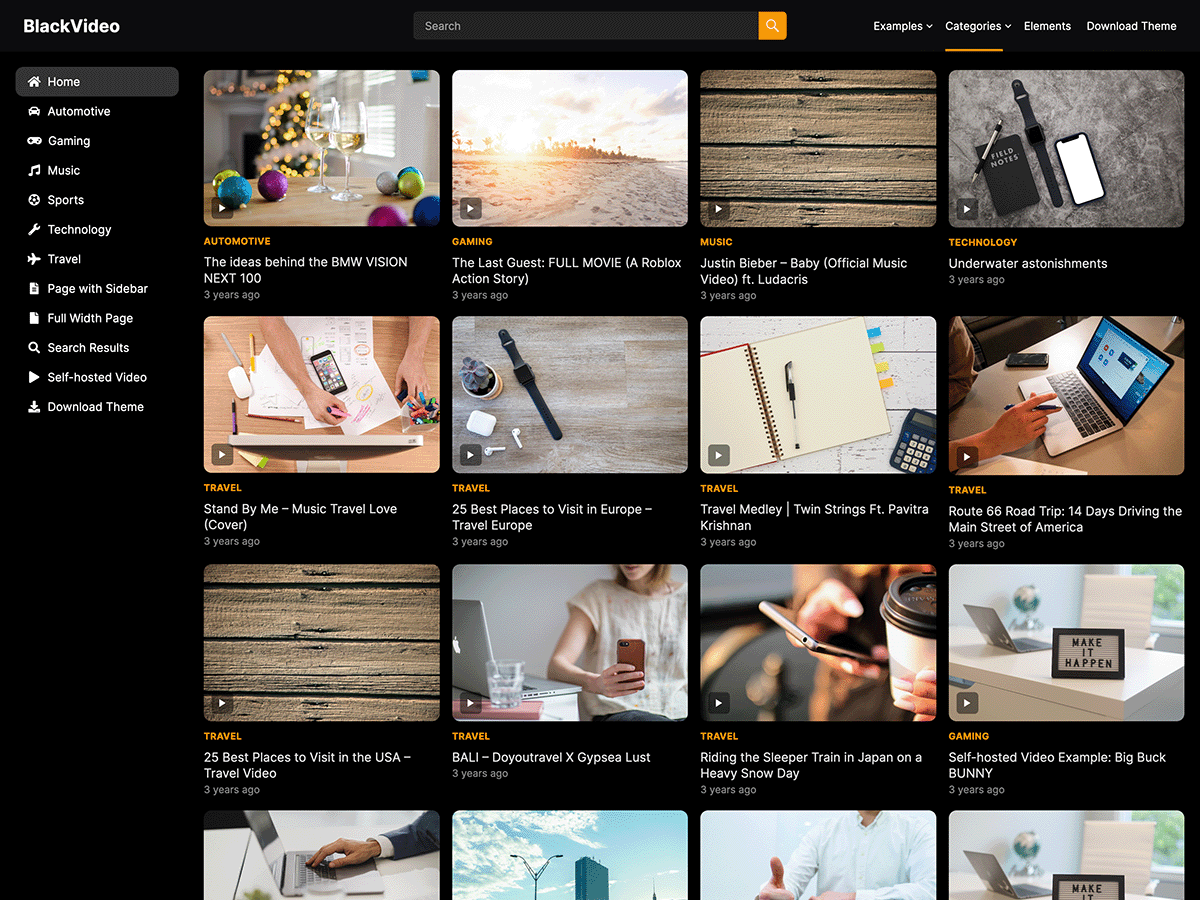 BlackVideo theme screenshot