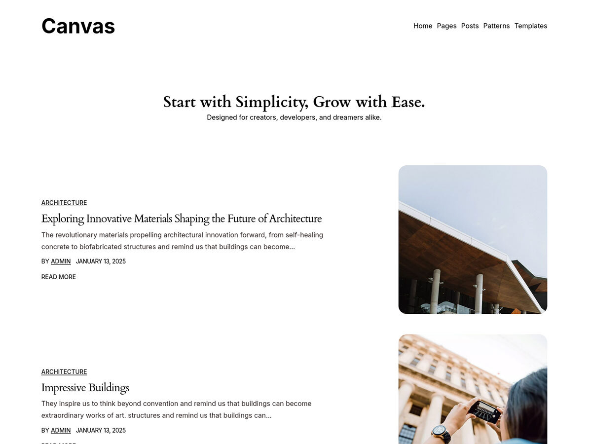 Block Canvas theme screenshot