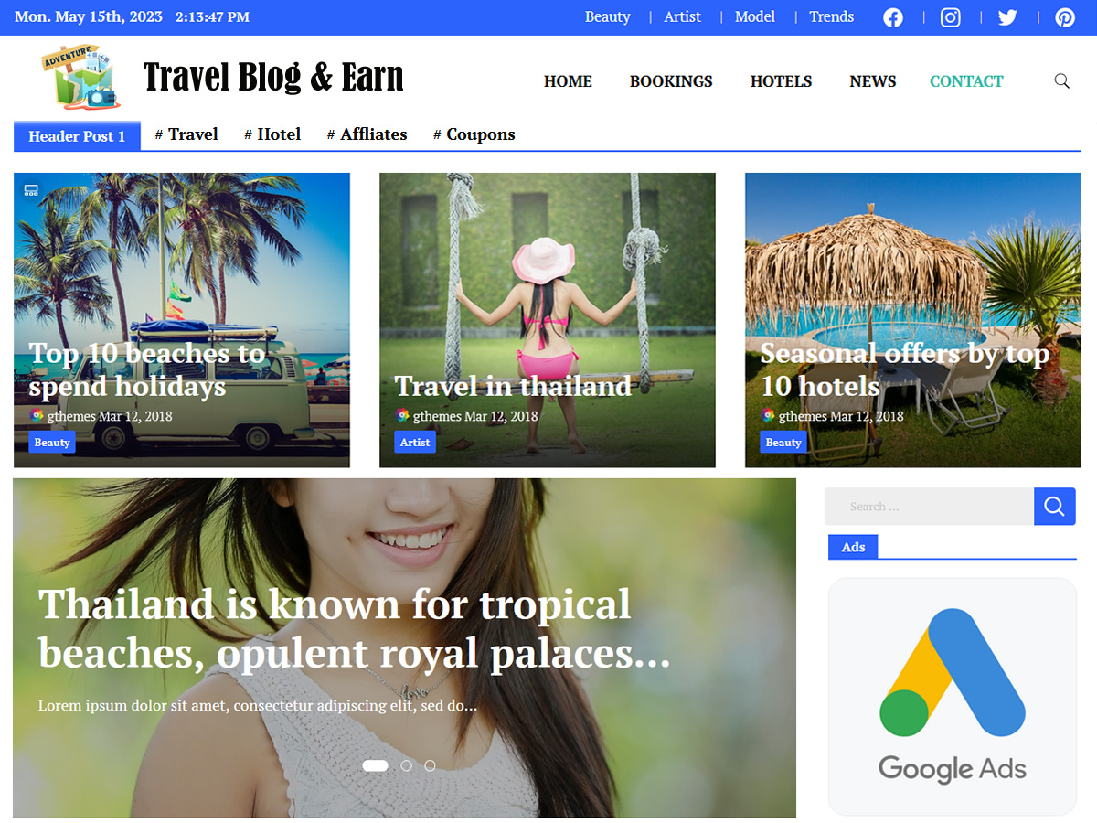 Blog and Earn theme screenshot