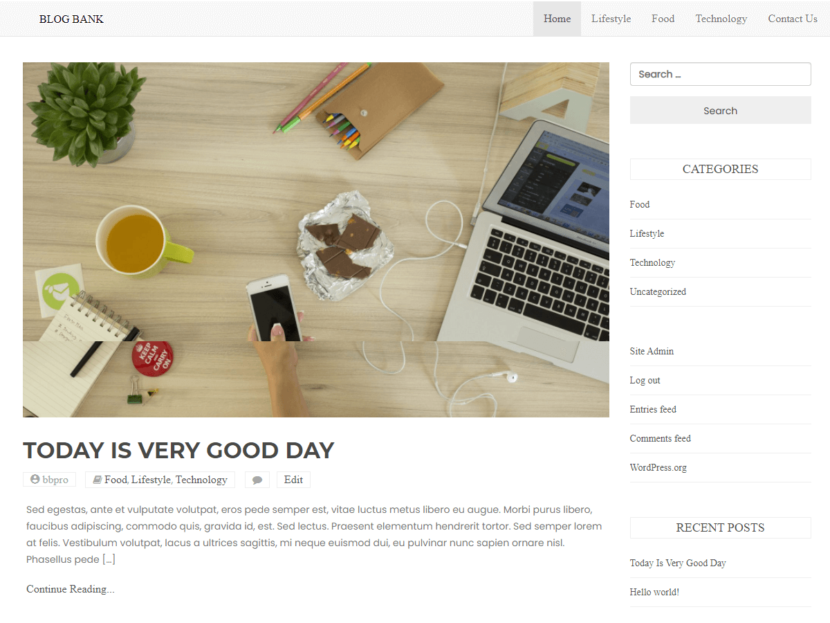 Blog Bank theme screenshot