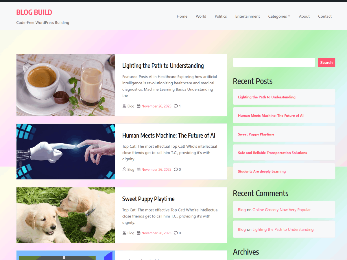 Blog Build Lite theme screenshot