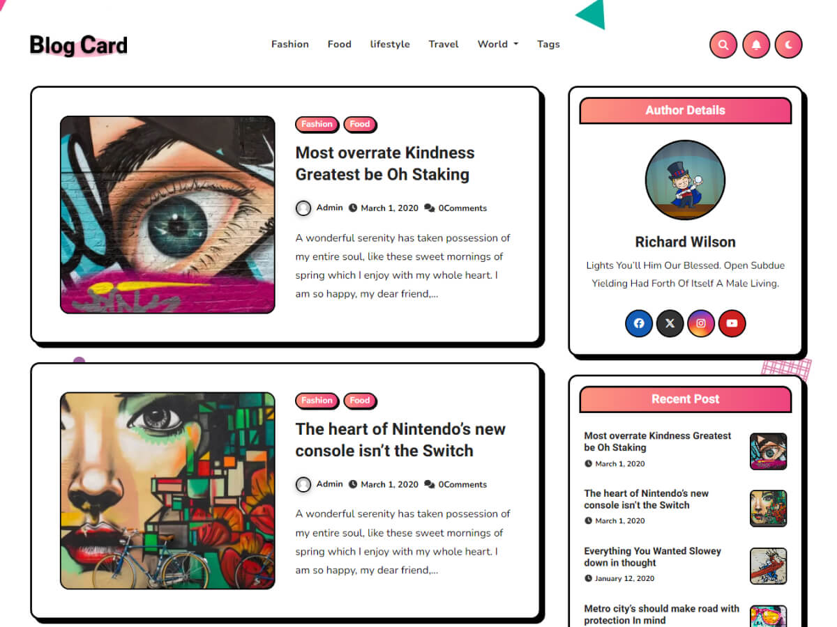 Blog Card theme screenshot