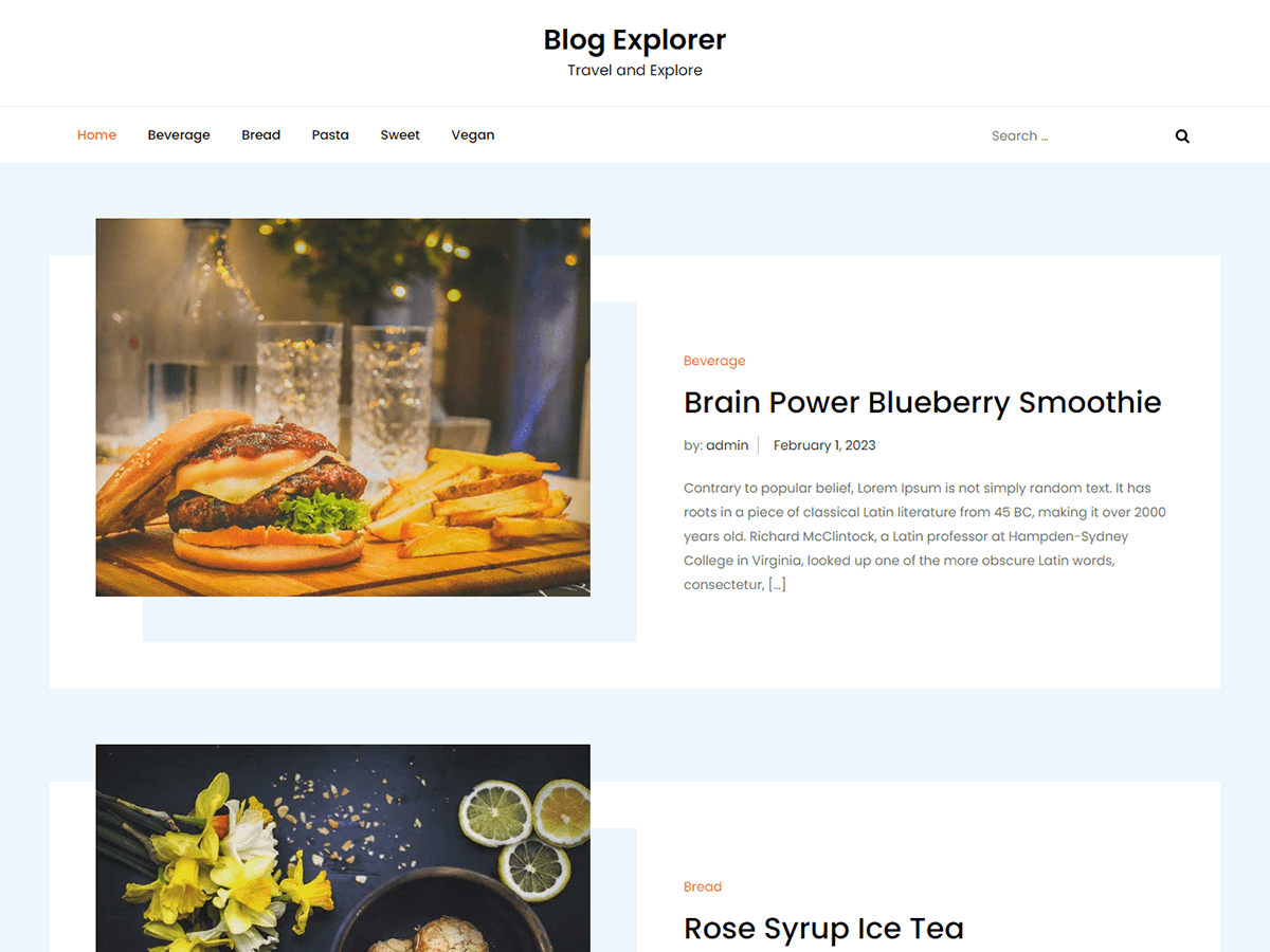 Blog Explorer theme screenshot
