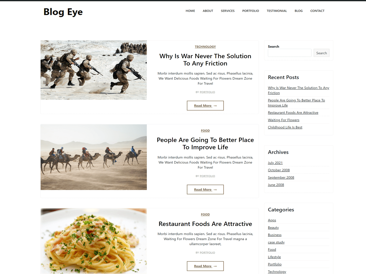 Blog Eye theme screenshot
