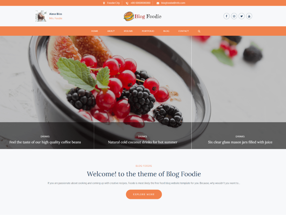 Blog Foodie theme screenshot