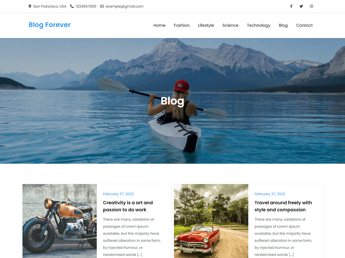 Blog Forever theme screenshot