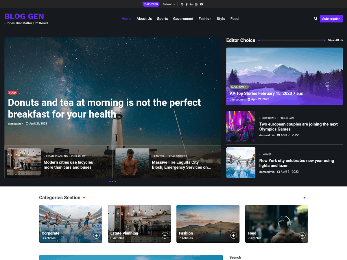 Blog Gen theme screenshot