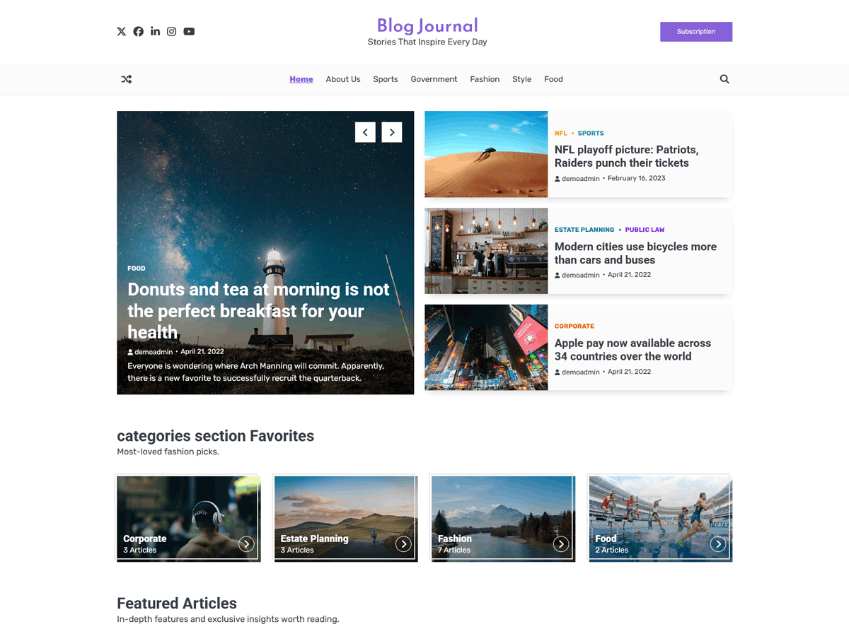Blog Journal theme screenshot