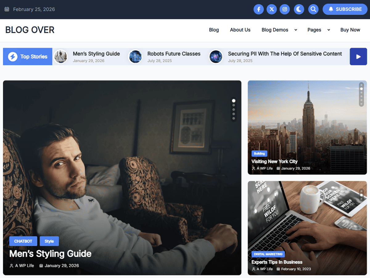 Blog Over theme screenshot