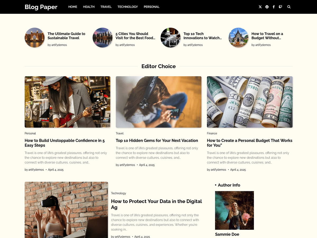Blog Paper theme screenshot