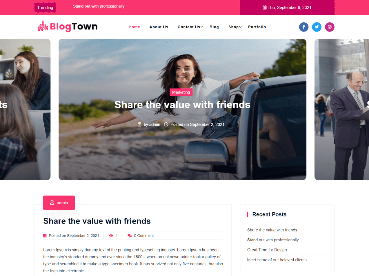 Blog Town theme screenshot