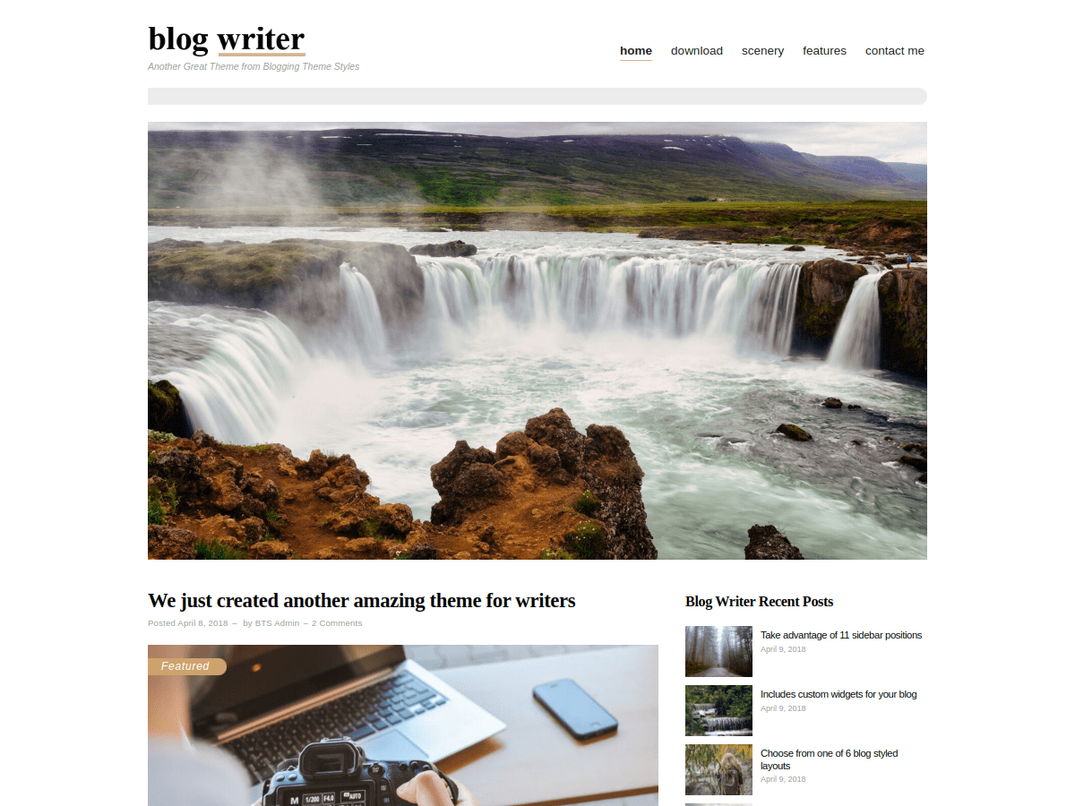 Blog Writer theme screenshot
