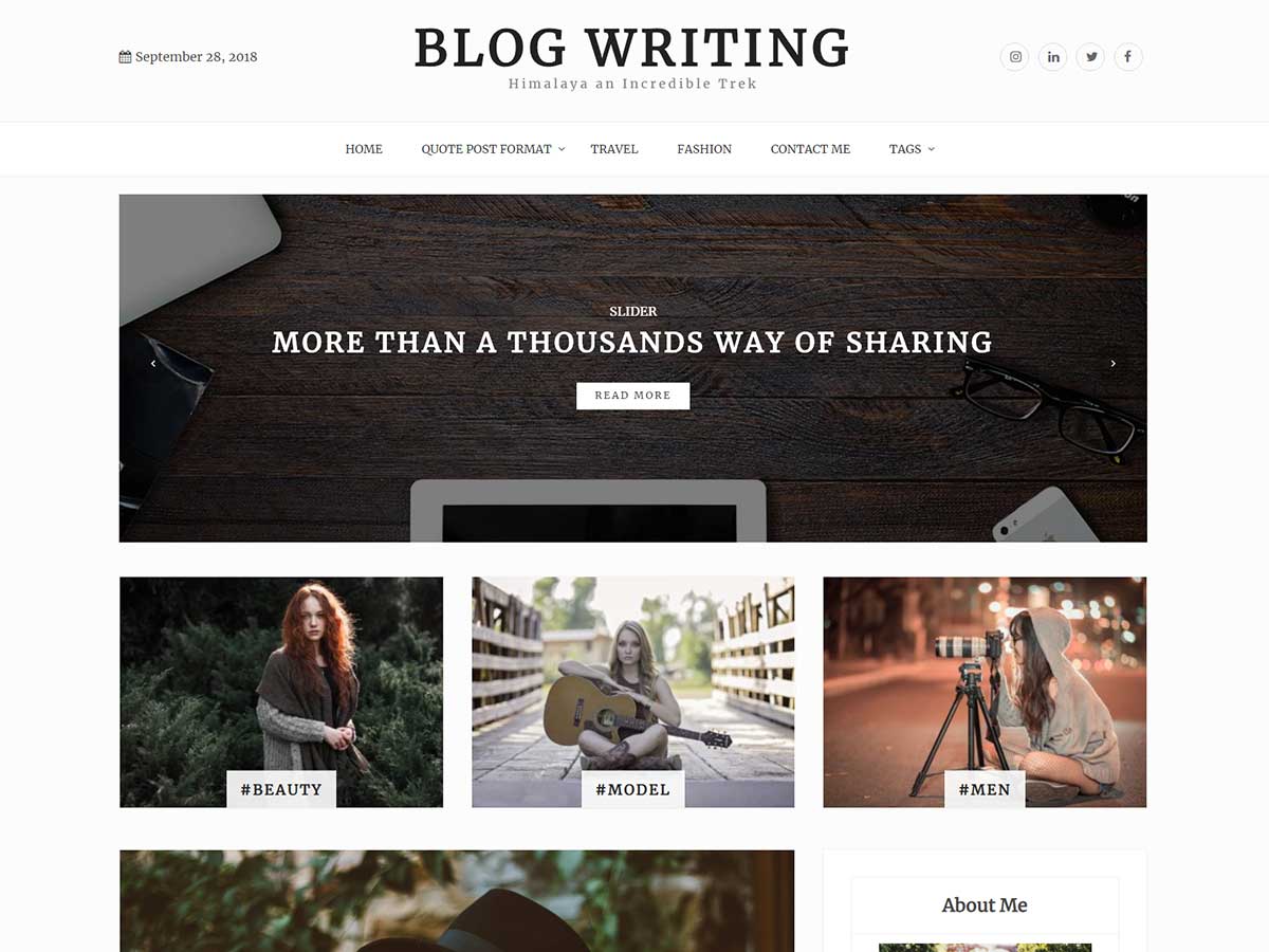 Blog Writing theme screenshot