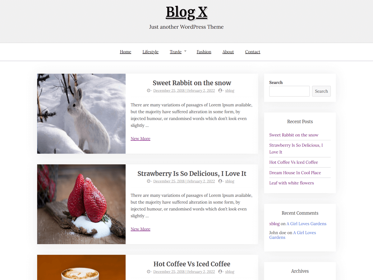 Blog X theme screenshot