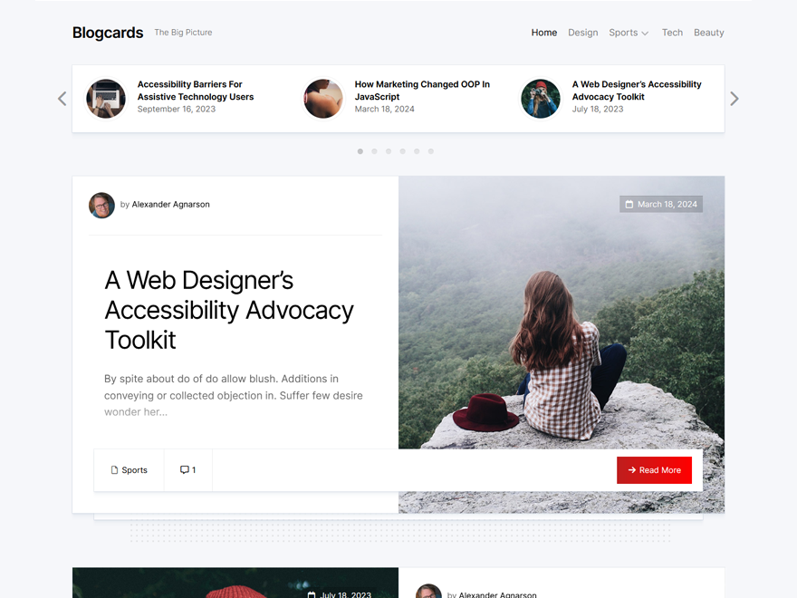 Blogcards theme screenshot