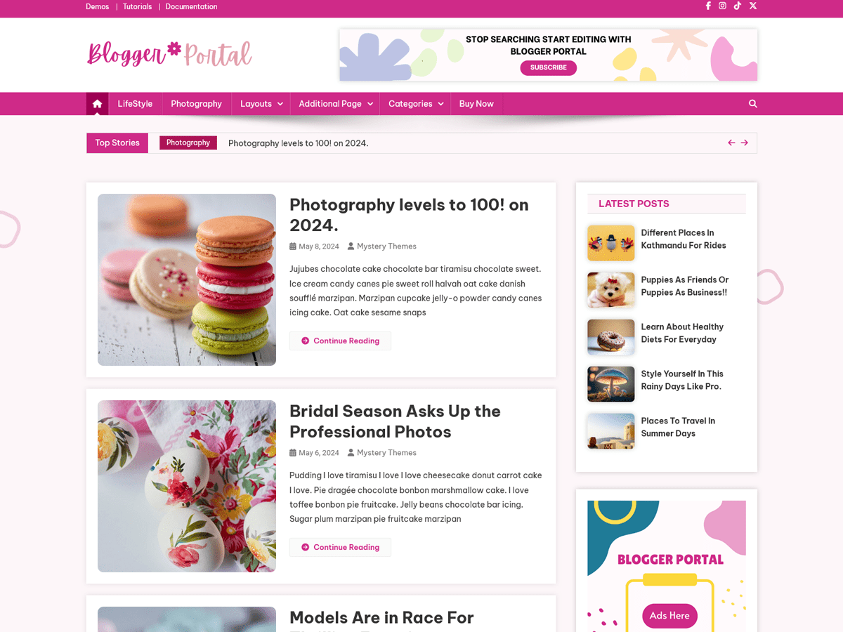 Blogger Portal theme screenshot