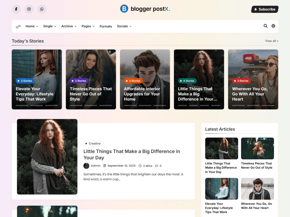 Blogger Postx theme screenshot