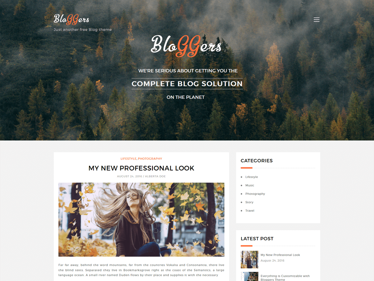 Bloggers Lite theme screenshot