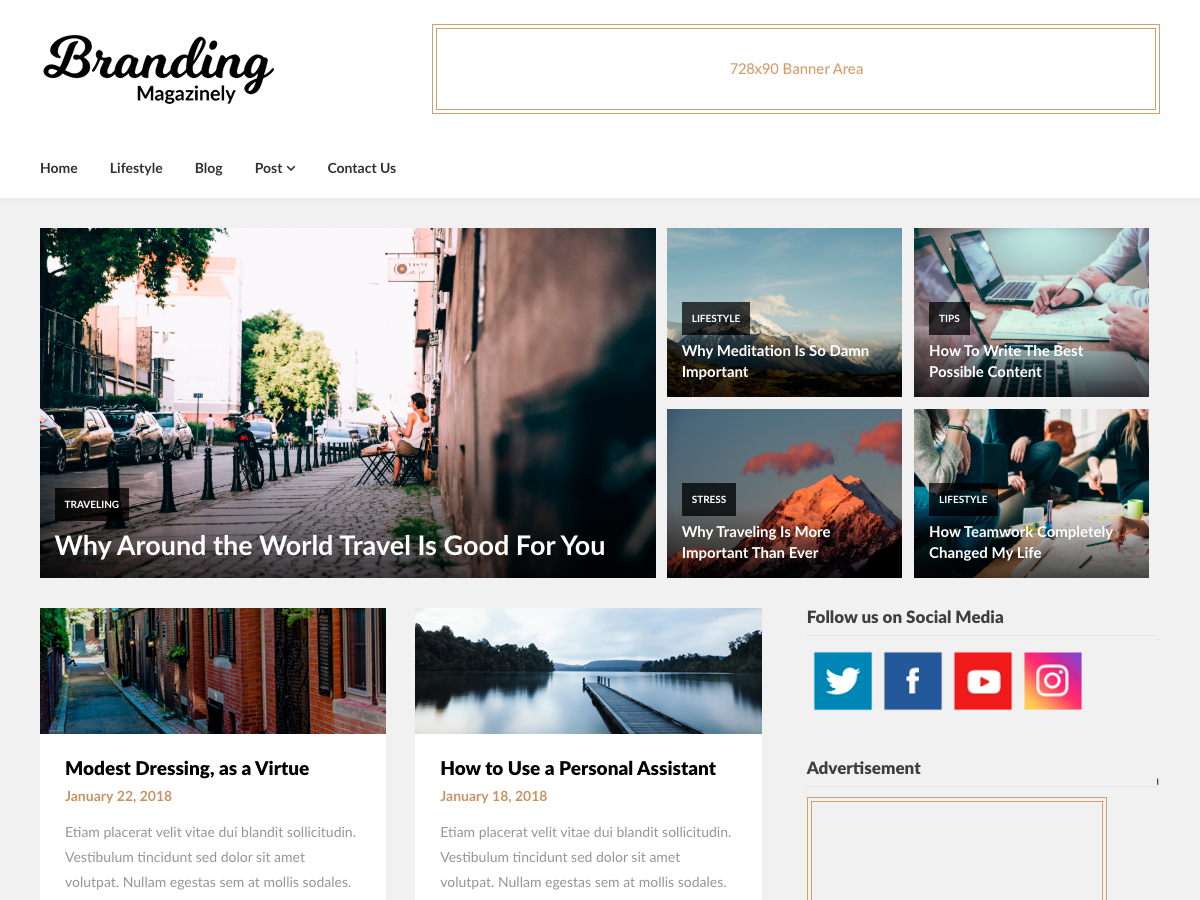 Bloggers Magazinely theme screenshot