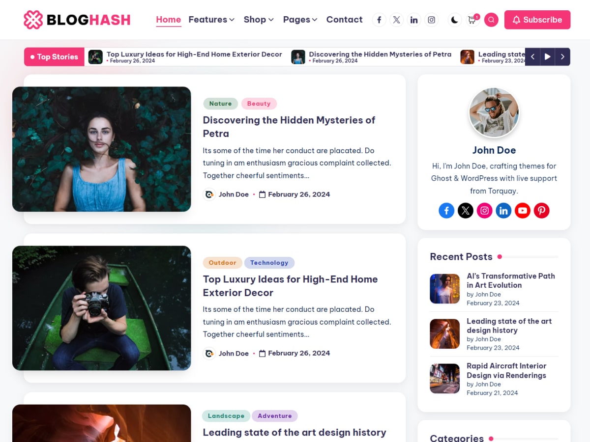 BlogHash theme screenshot
