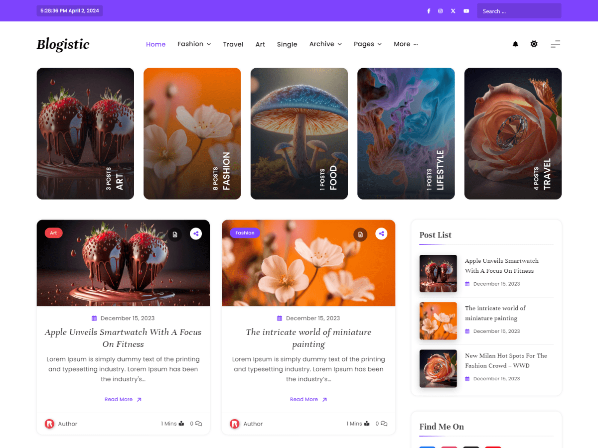 Blogistic theme screenshot