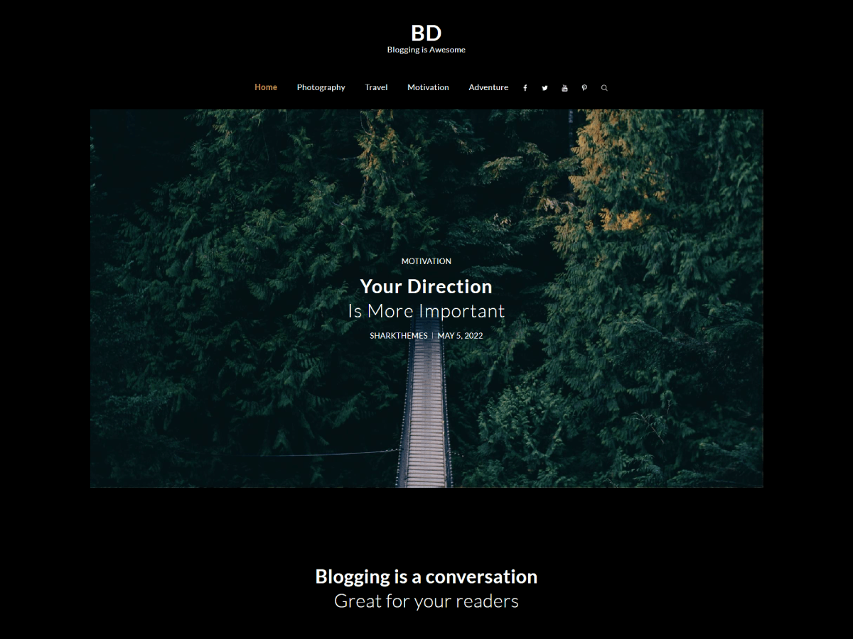 BlogJr Dark theme screenshot