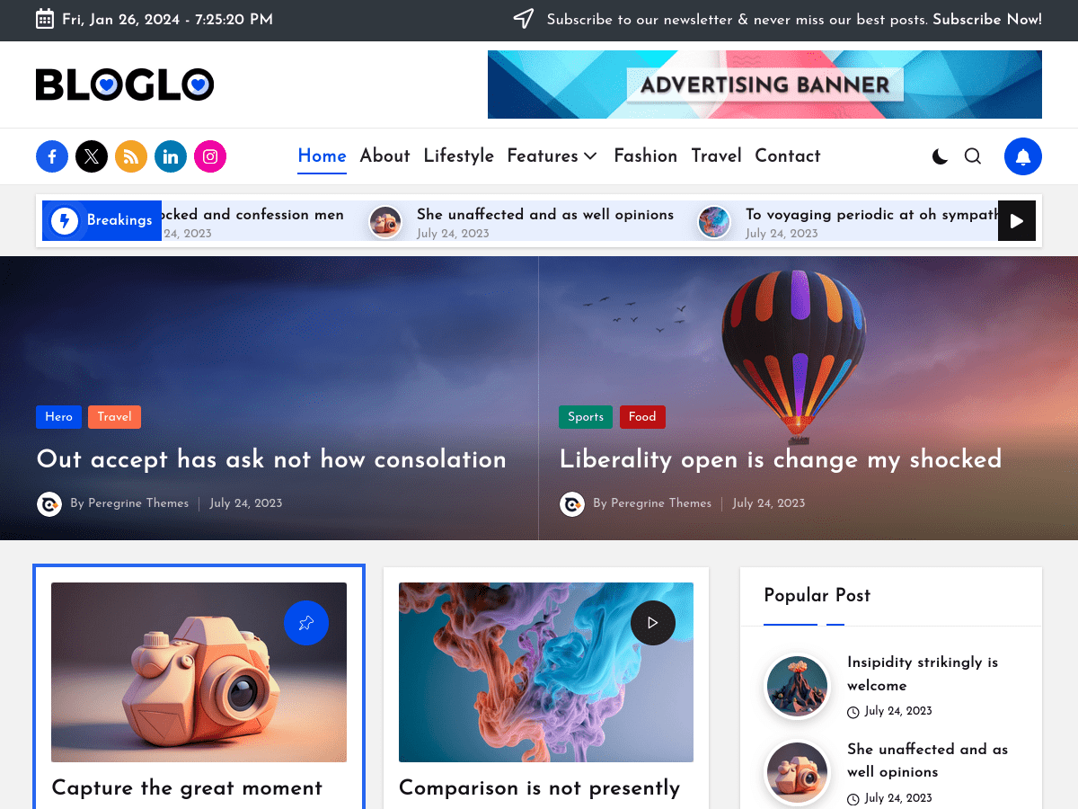 Bloglo theme screenshot