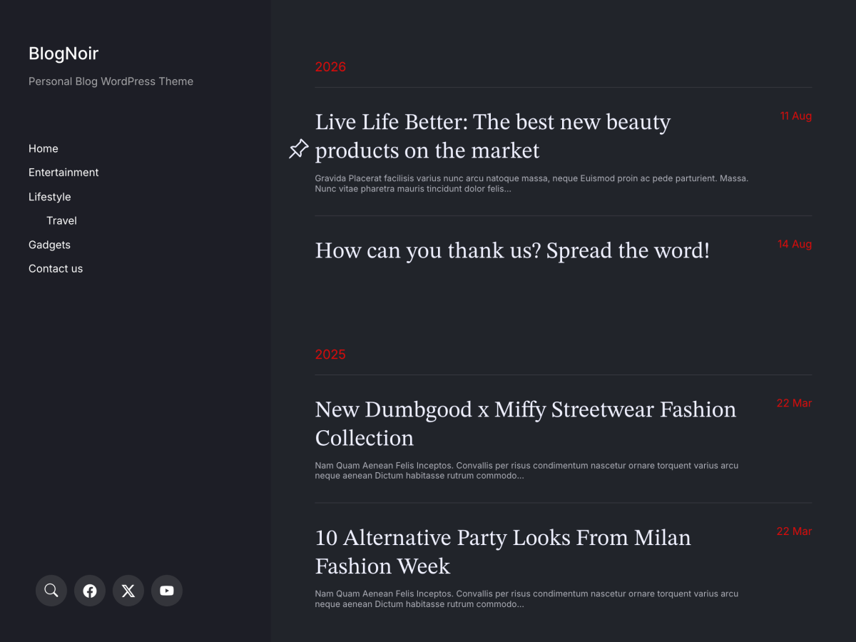 BlogNoir theme screenshot