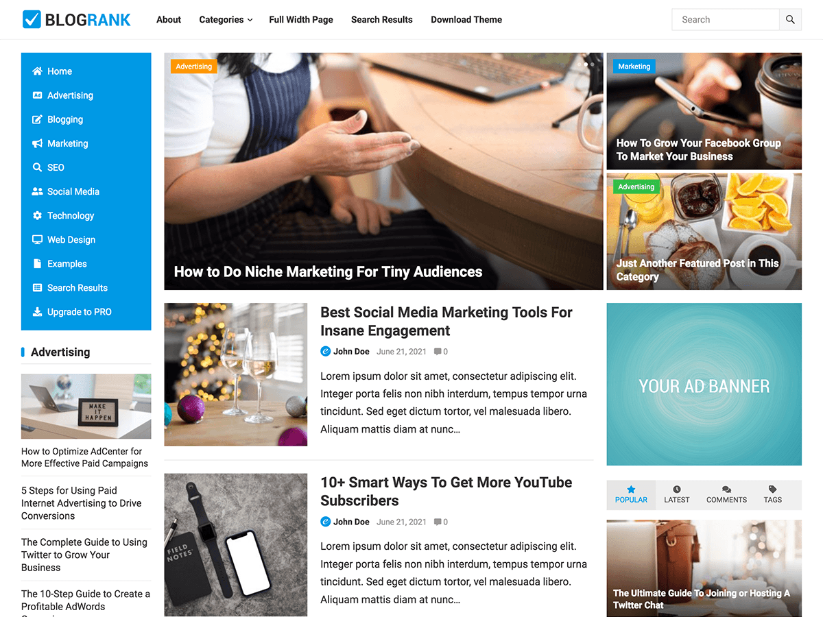 BlogRank theme screenshot