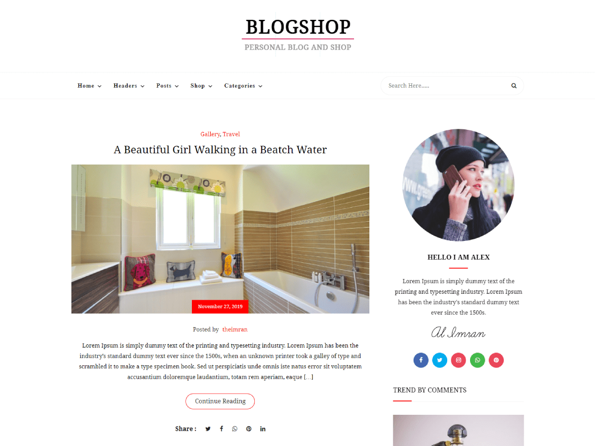 BlogShop theme screenshot