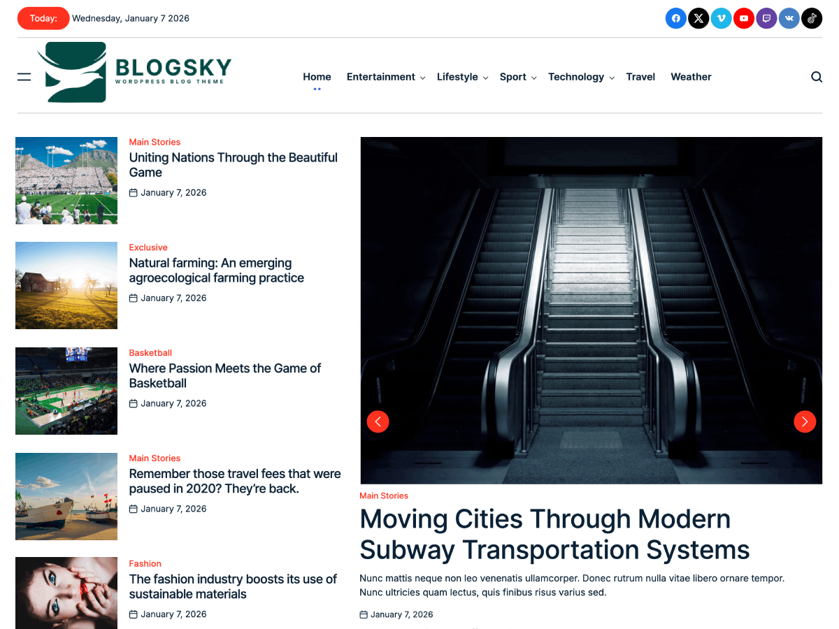 BlogSky theme screenshot