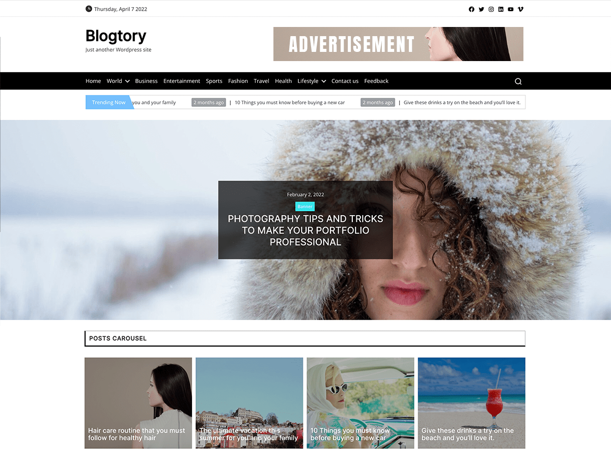 Blogtory theme screenshot