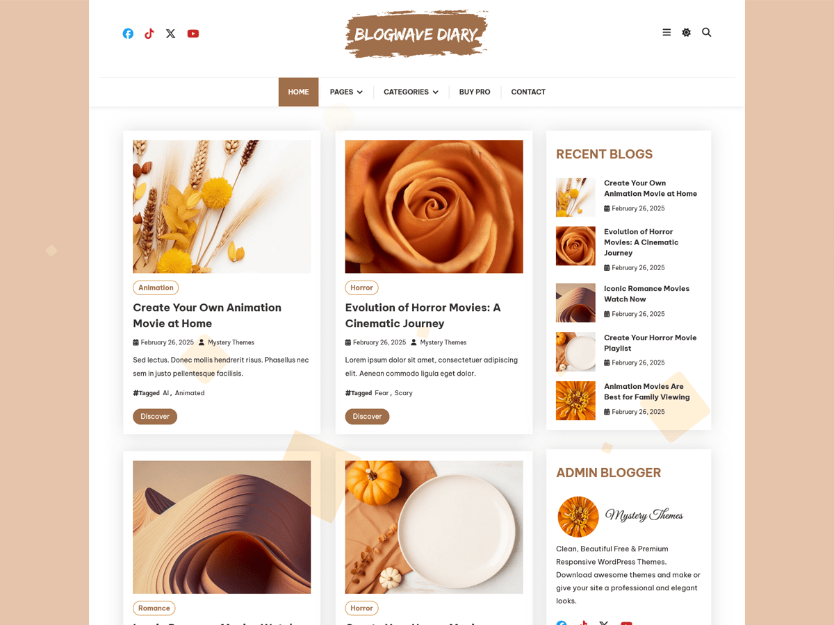 Blogwave Diary theme screenshot
