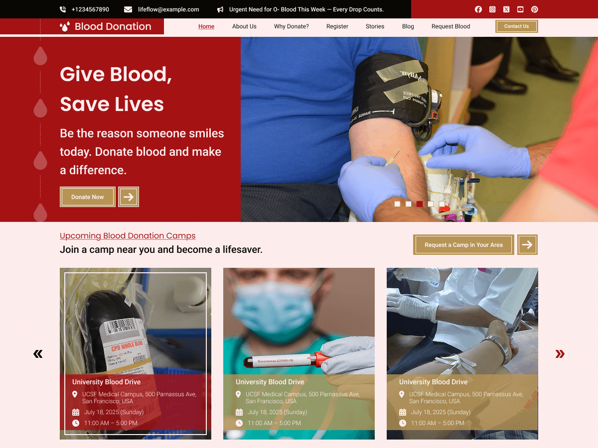 Blood Donation Campaign theme screenshot