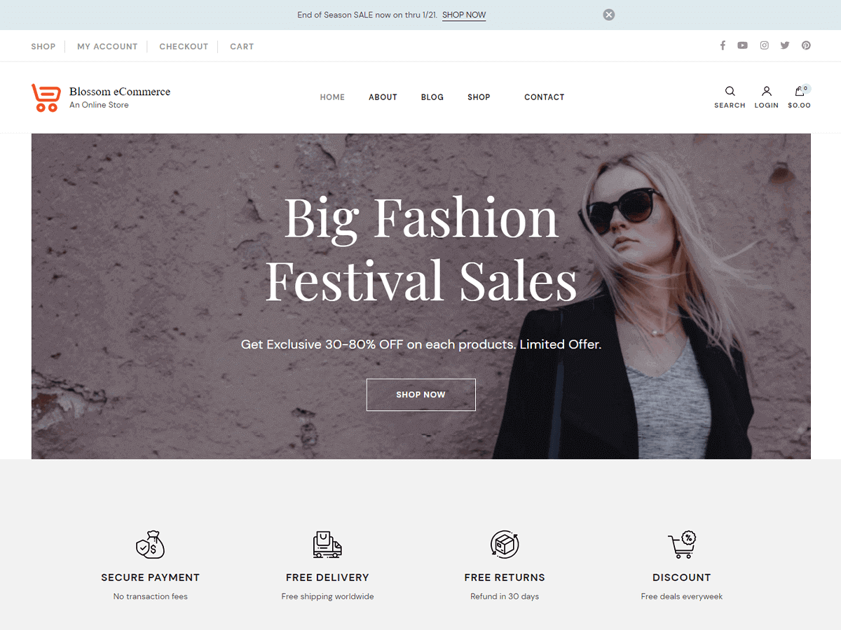 Blossom eCommerce theme screenshot