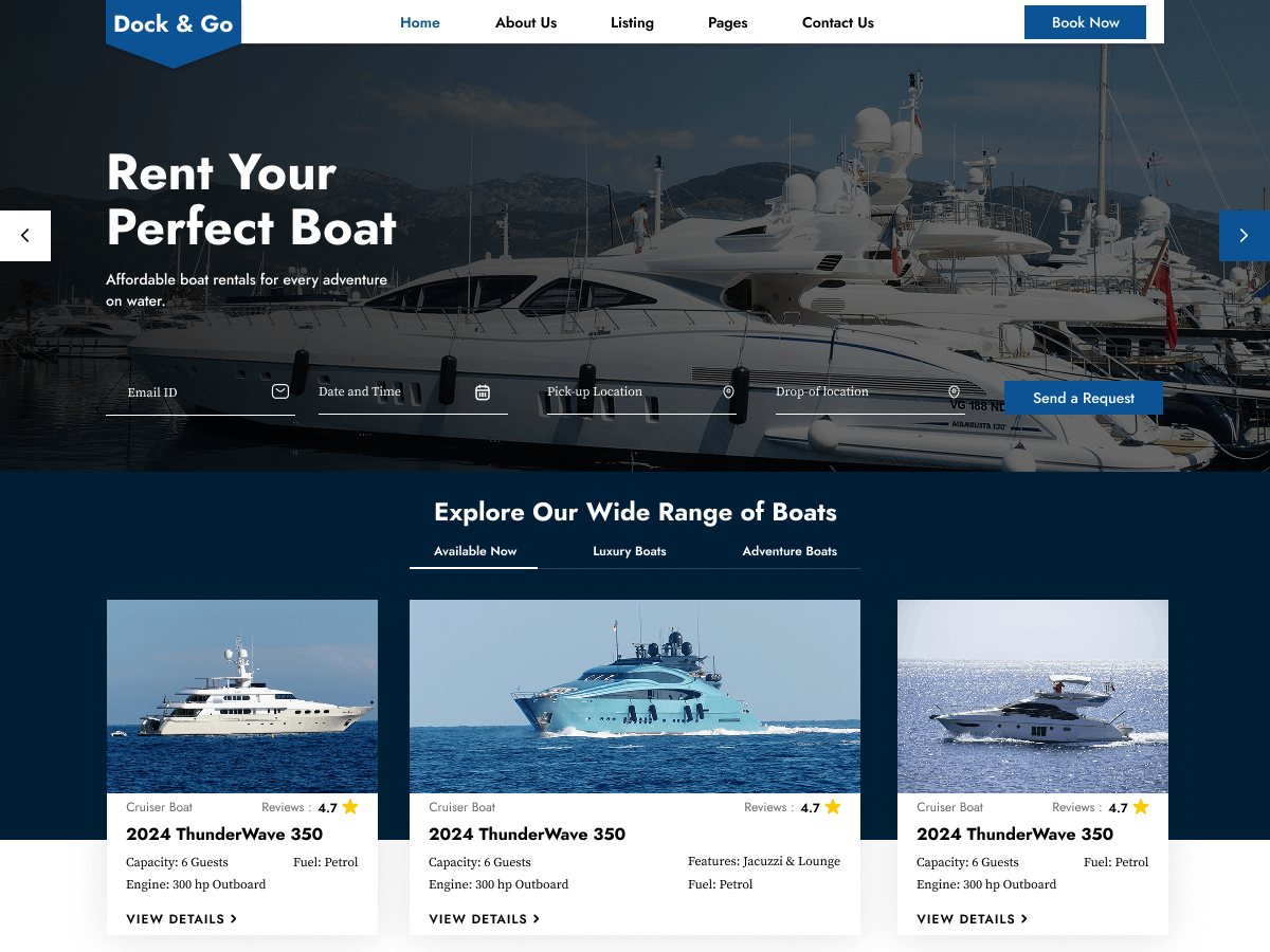 Boat Rental theme screenshot
