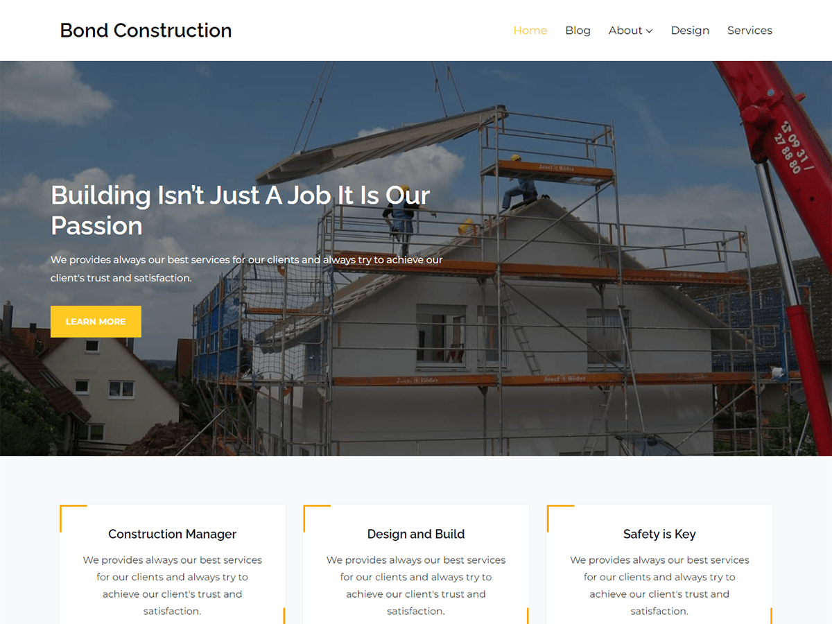 Bond Construction theme screenshot