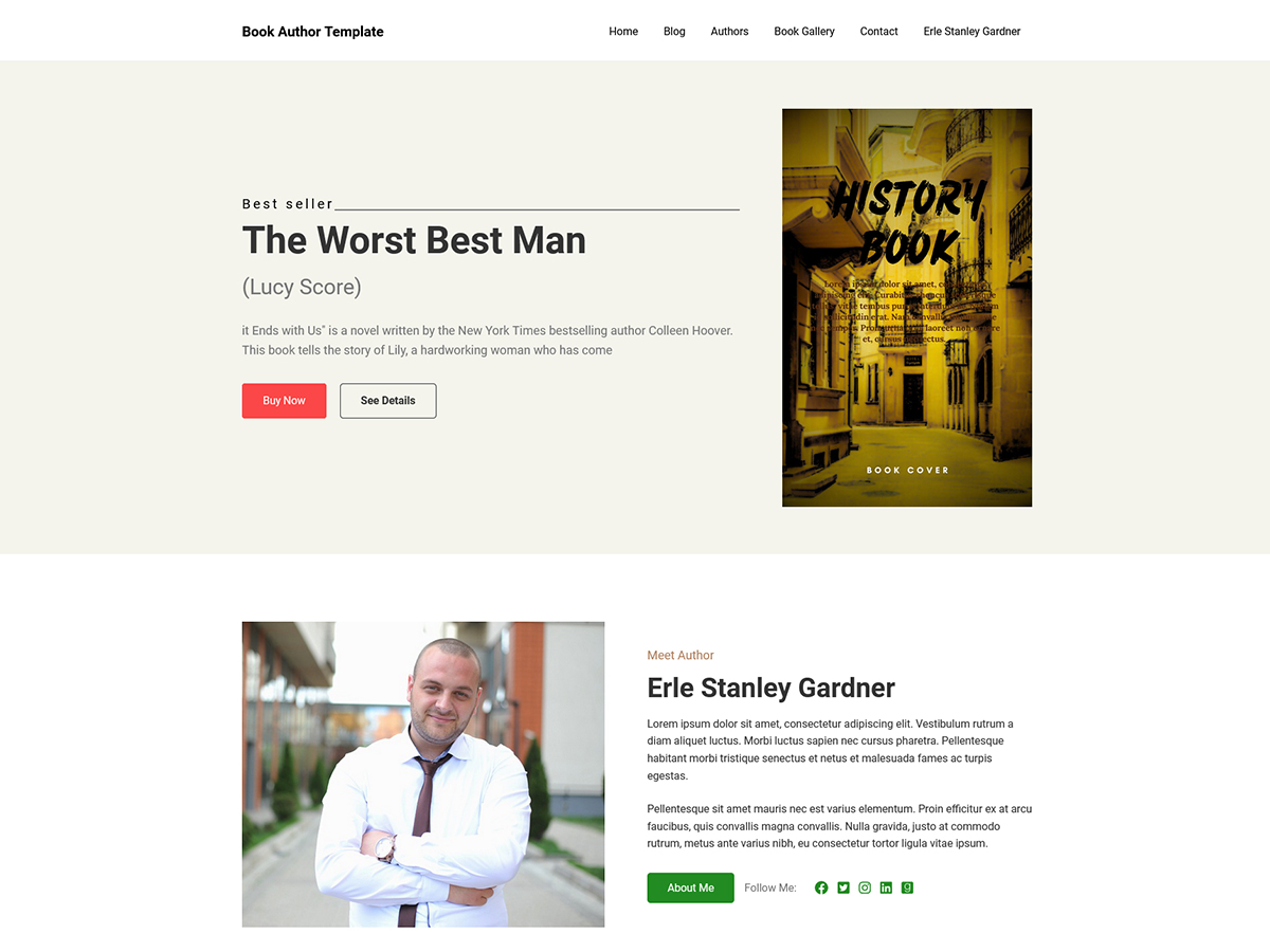 Book Author Template theme screenshot