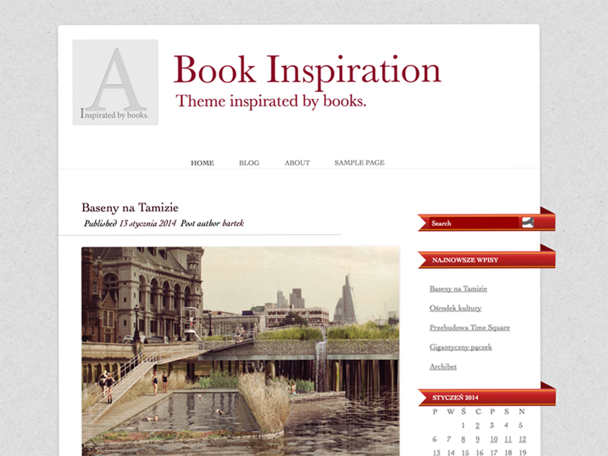 Book inspiration theme screenshot