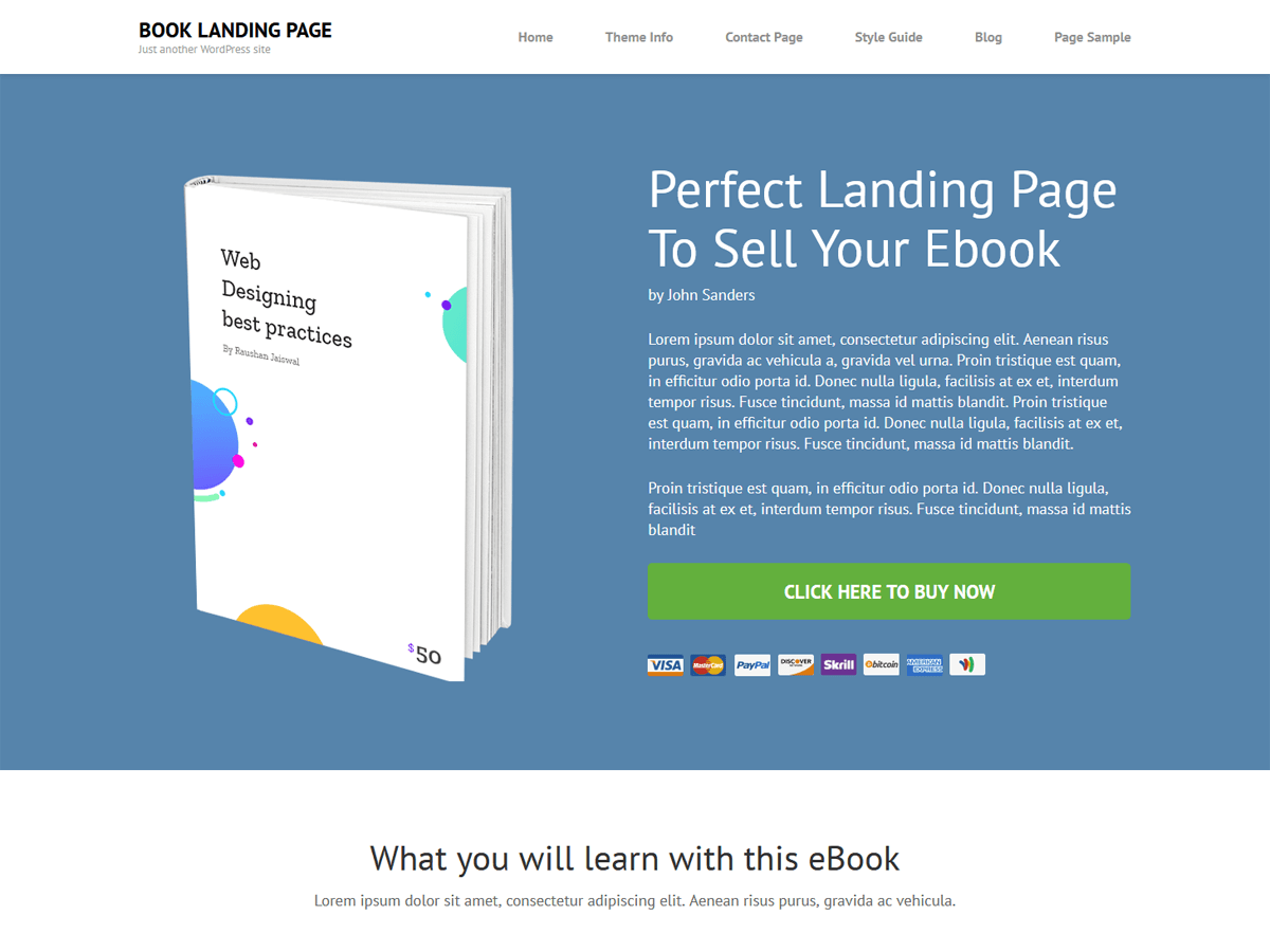 Book Landing Page theme screenshot