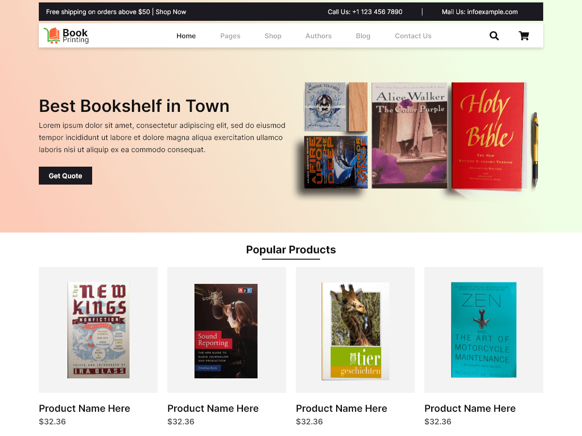 Books Printing theme screenshot