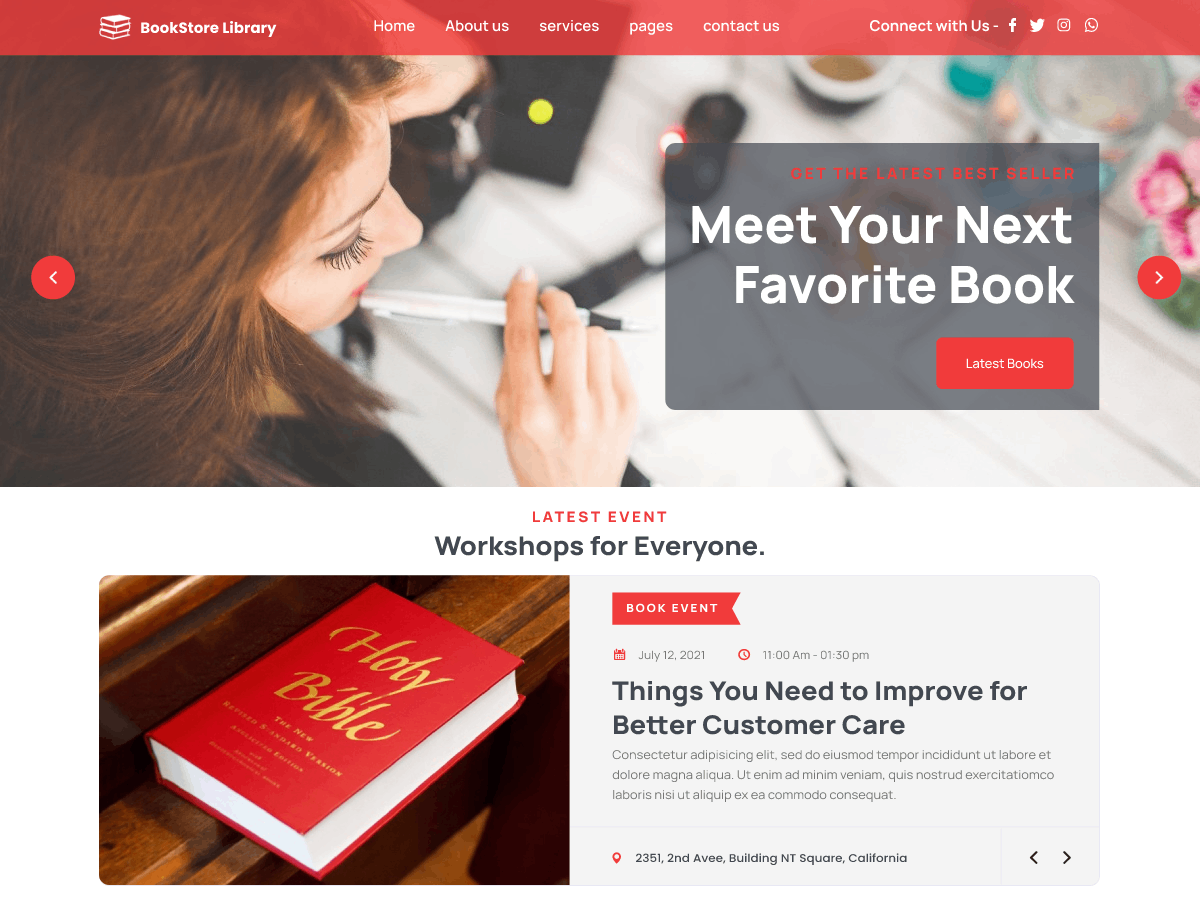 Bookstore Library theme screenshot