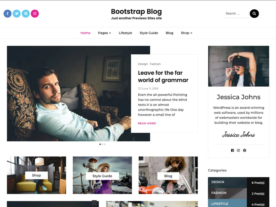 Bootstrap Blog theme screenshot