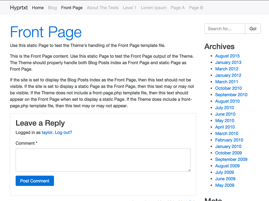 Bootstrap Four theme screenshot