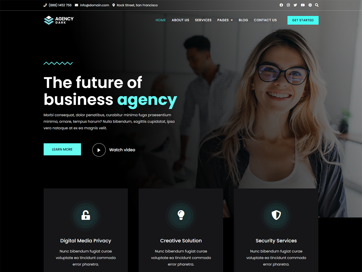 Bosa Agency Dark theme screenshot