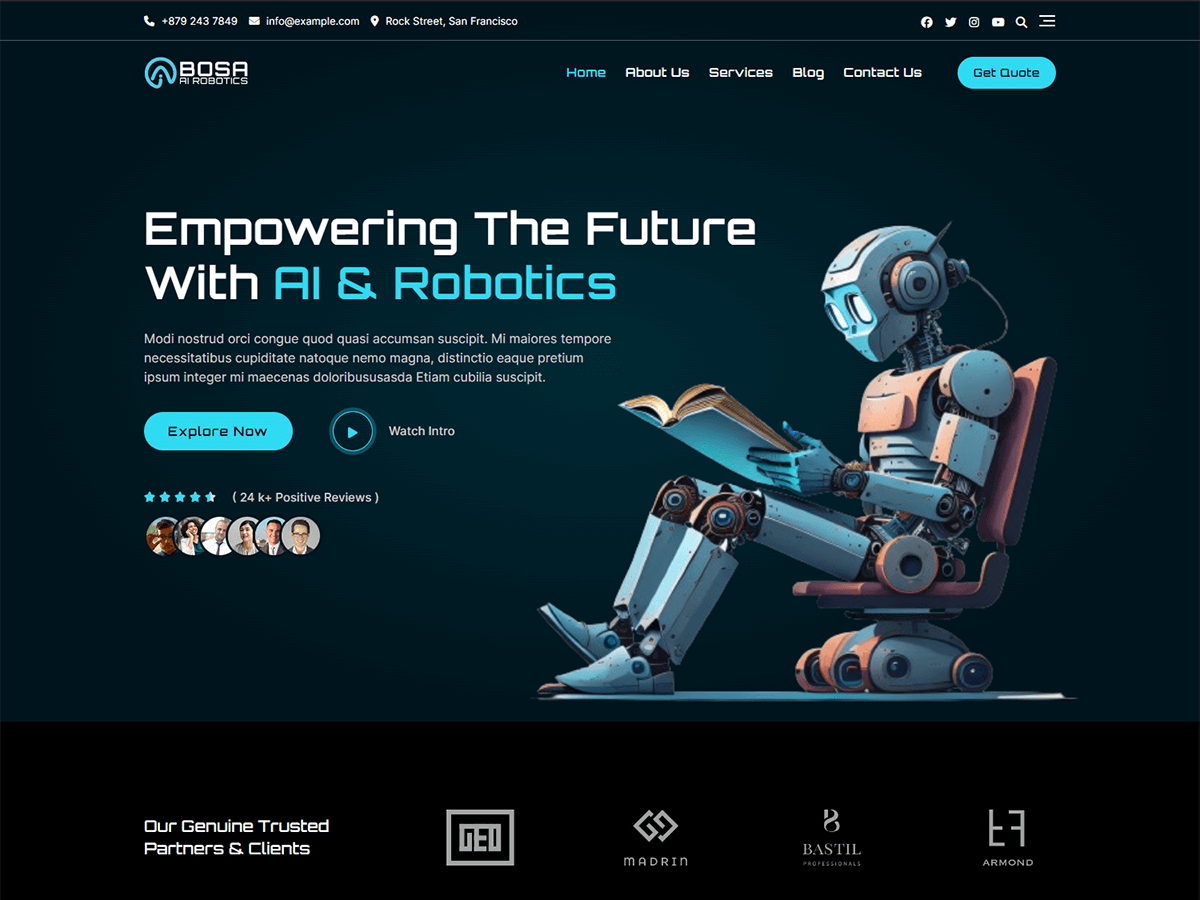 Bosa AI Robotics theme screenshot
