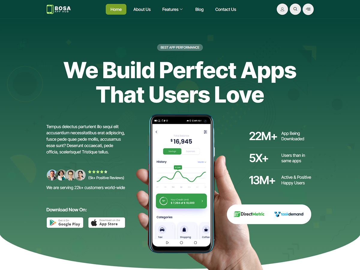 Bosa App Hub theme screenshot